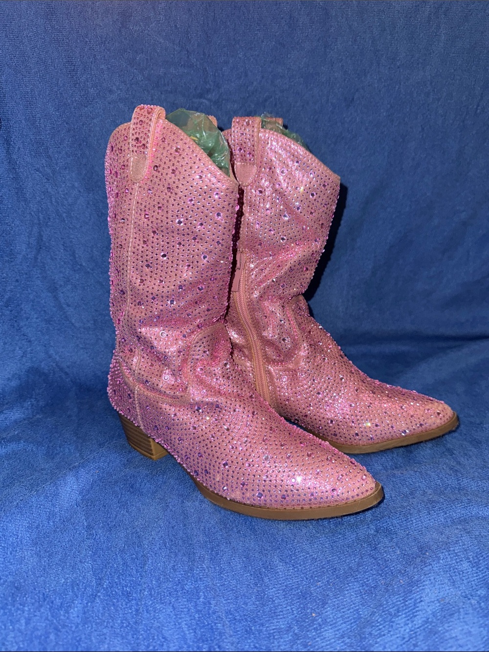 Girls’ Pink Rhinestone Western Boots - Size 3 - Worn twice